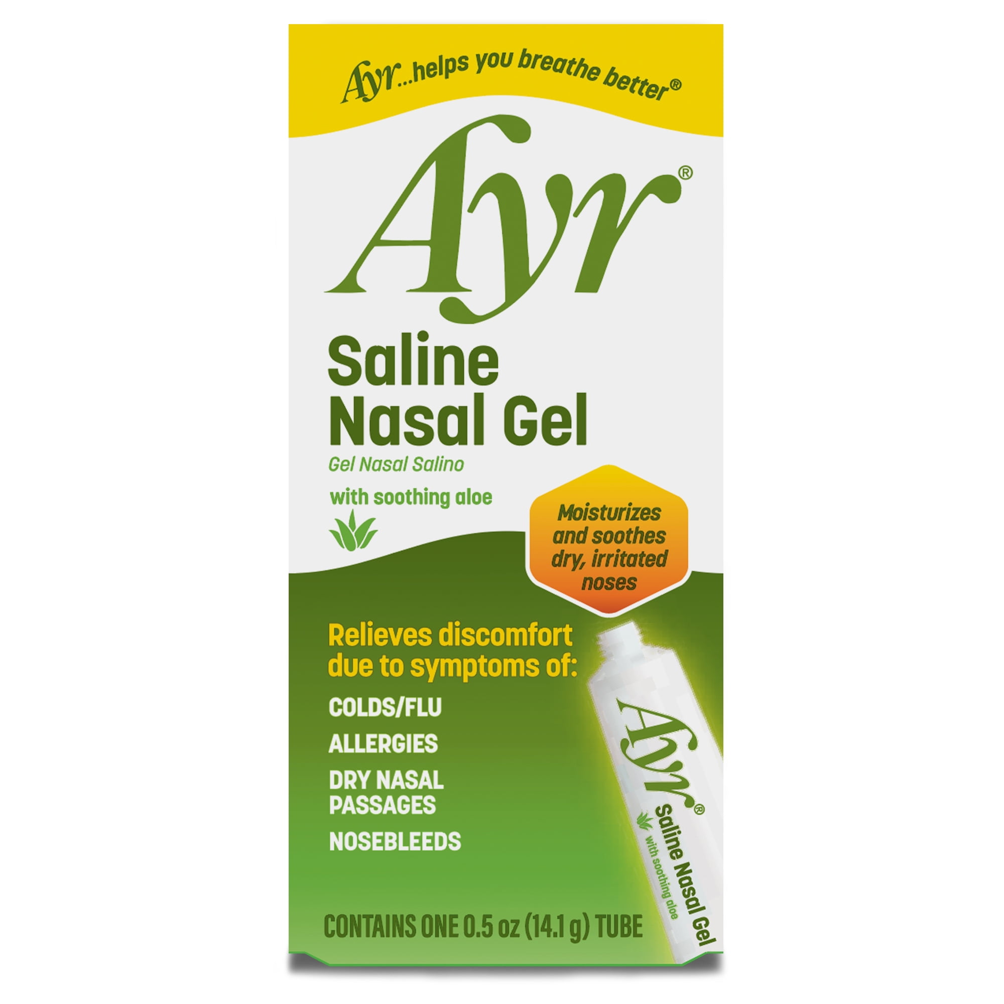 Ayr Saline Nasal Gel with Soothing Aloe, For Dry Noses, 0.5 oz
