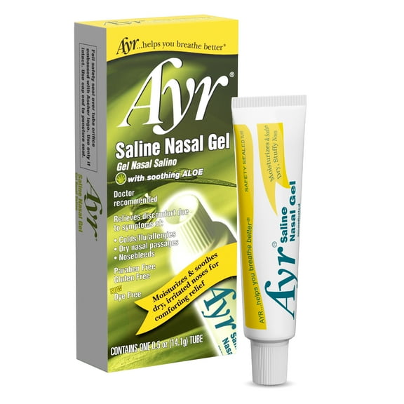 Ayr Saline Nasal Gel with Soothing Aloe, For Dry Noses, 0.5 oz