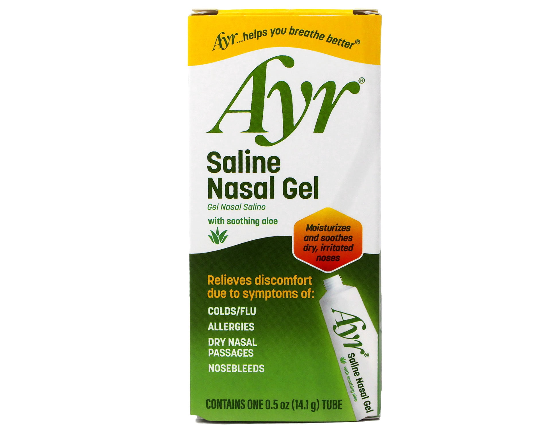 Ayr Saline Nasal Gel with Soothing Aloe, Moisturize & Soothes Dry Stuffy Nose 0.5 oz 9 pack