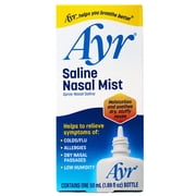 Ayr Saline Nasal Mist, Moisturizes & Soothes Dry Stuffy Noses, Helps Relieve Symptoms of Colds, Flu, Allergies, and Dry Nasal Passages 1.69 fl oz