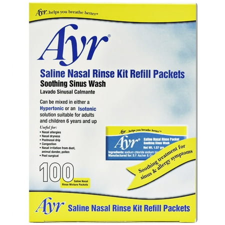 Ayr Saline Nasal Rinse Kit Ref 100 Count