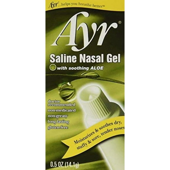 Ayr Saline Non-Medicated Dry Nasal Gel w/ Soothing Aloe, 0.5oz, 3-Pack