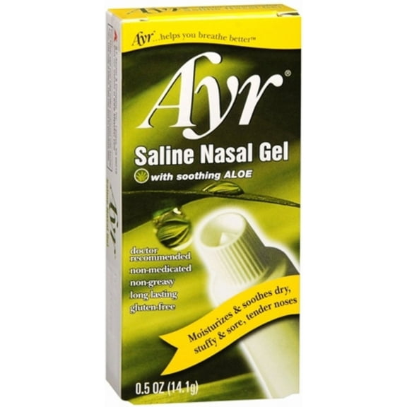 Ayr Saline Non-Medicated Dry Nasal Gel w/ Soothing Aloe, 0.5oz, 5-Pack