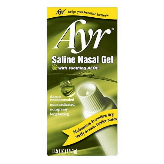 Ayr Saline Non-Medicated Nasal Gel With Aloe Vera - 0.5 Oz (14.1 G) Tube, 6 Pack