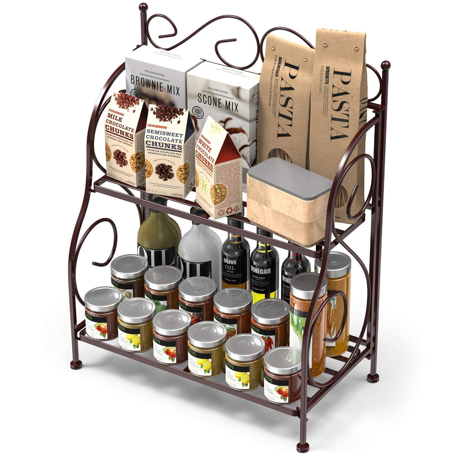 Ayra Crafts 2 Tier Rack Foldable Wrought Iron Spice Rack for Kitchen
