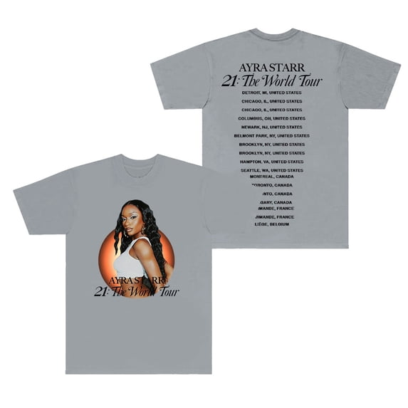 Ayra Starr 21 World Tour Merch T-shirts Summer Women Men Fashion Casual Crewneck Short Sleeve Tee