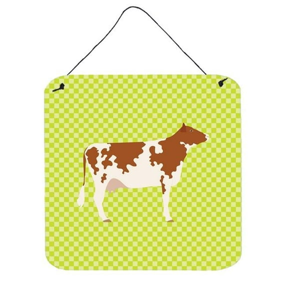 Ayrshire Cow Green Wall or Door Hanging Prints, 6 x 6 in.