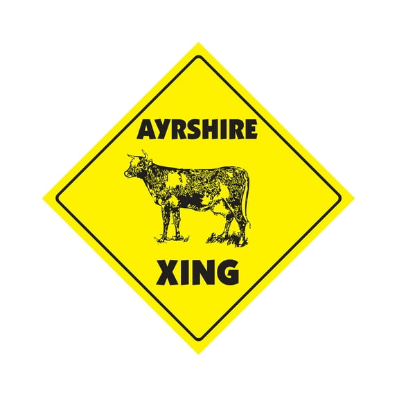Ayrshire Crossing Sign Zone Xing | Indoor/Outdoor | 14" Tall cow dunlop cunninghame cattle ranch