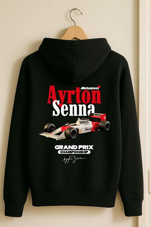 Ayrton Senna McLaren Hoodie – F1 Legend Vintage Racing | Retro Black