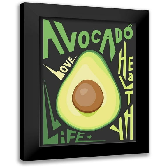 Ayse 14x18 Black Modern Framed Museum Art Print Titled - Kitchen Avocado