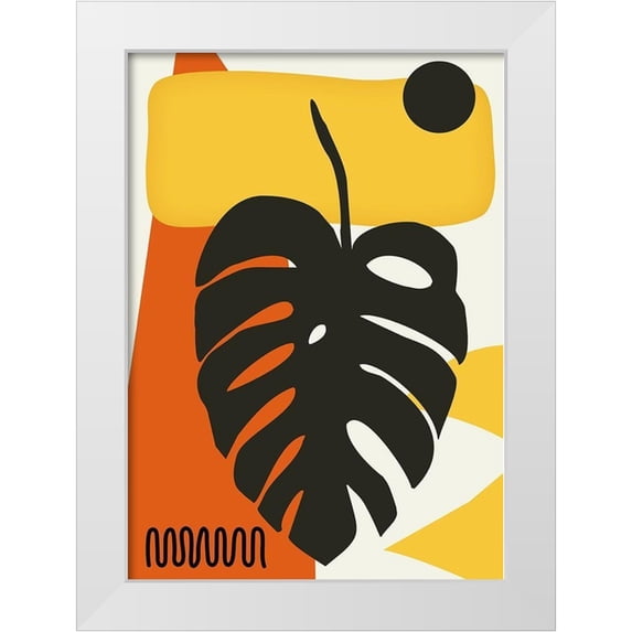 Ayse 24x32 White Modern Wood Framed Museum Art Print Titled - Tropical Leaves Two