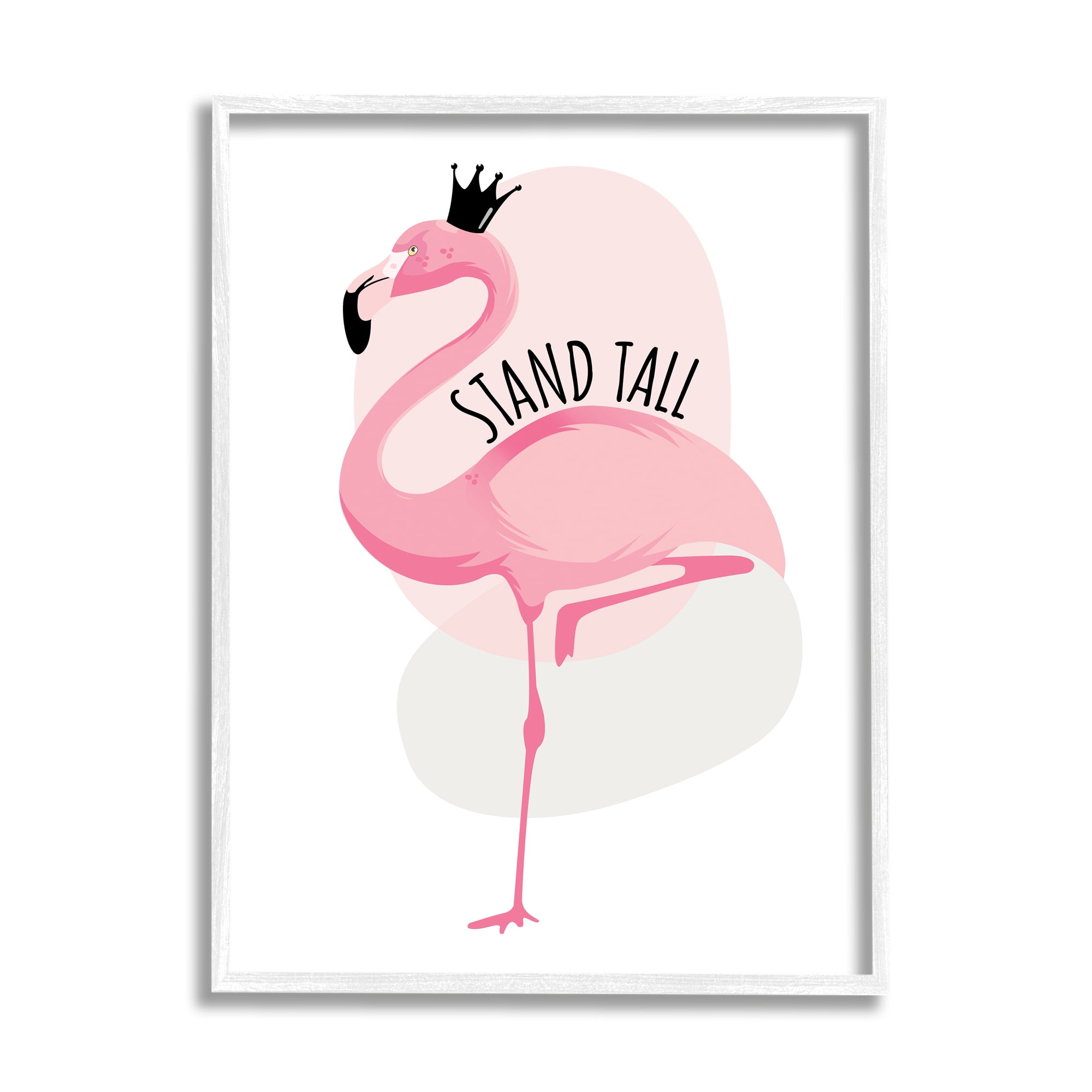 Ayse Stand Tall Quote Tropical Pink Flamingo Royal Crown 24 in x 30 in Framed Painting Canvas Art Print, by Stupell Home Décor