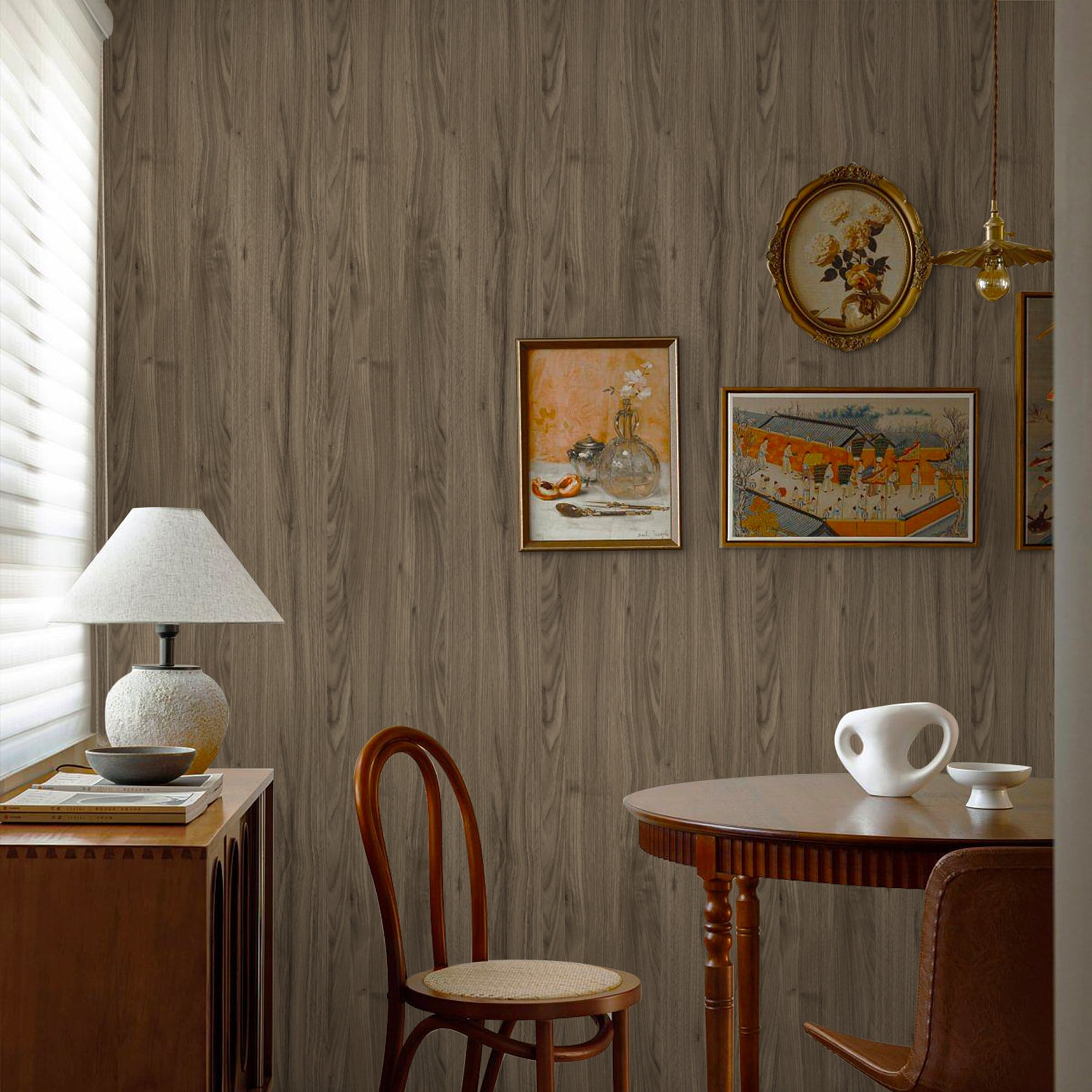 Wood Grain Peel and Stick Vintage Wallpaper Self Adhesive Removable Waterproof, 12x120inch, Brown