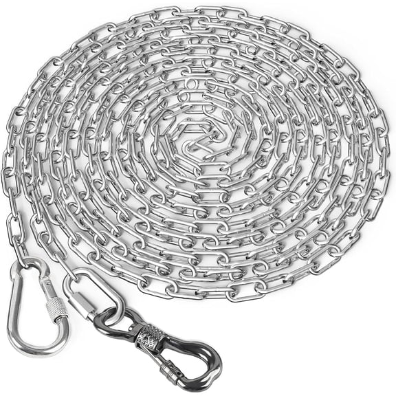Aystkniet 15 ft Chew-Proof Dog Chain, Heavy-Duty Stainless Steel Tie-Out Cable for Large Dogs, 200 lbs Capacity
