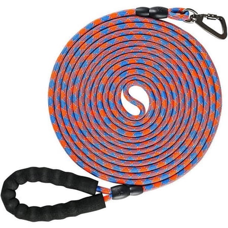 Aystkniet 8mm 10FT Rope Dog Leash, Nylon Dog Training Leash with Highly Reflective Threads and Comfortable Handle, Puppy Leash Lead for Small Medium Large Dogs Playing,Camping( Orange, 10FT)