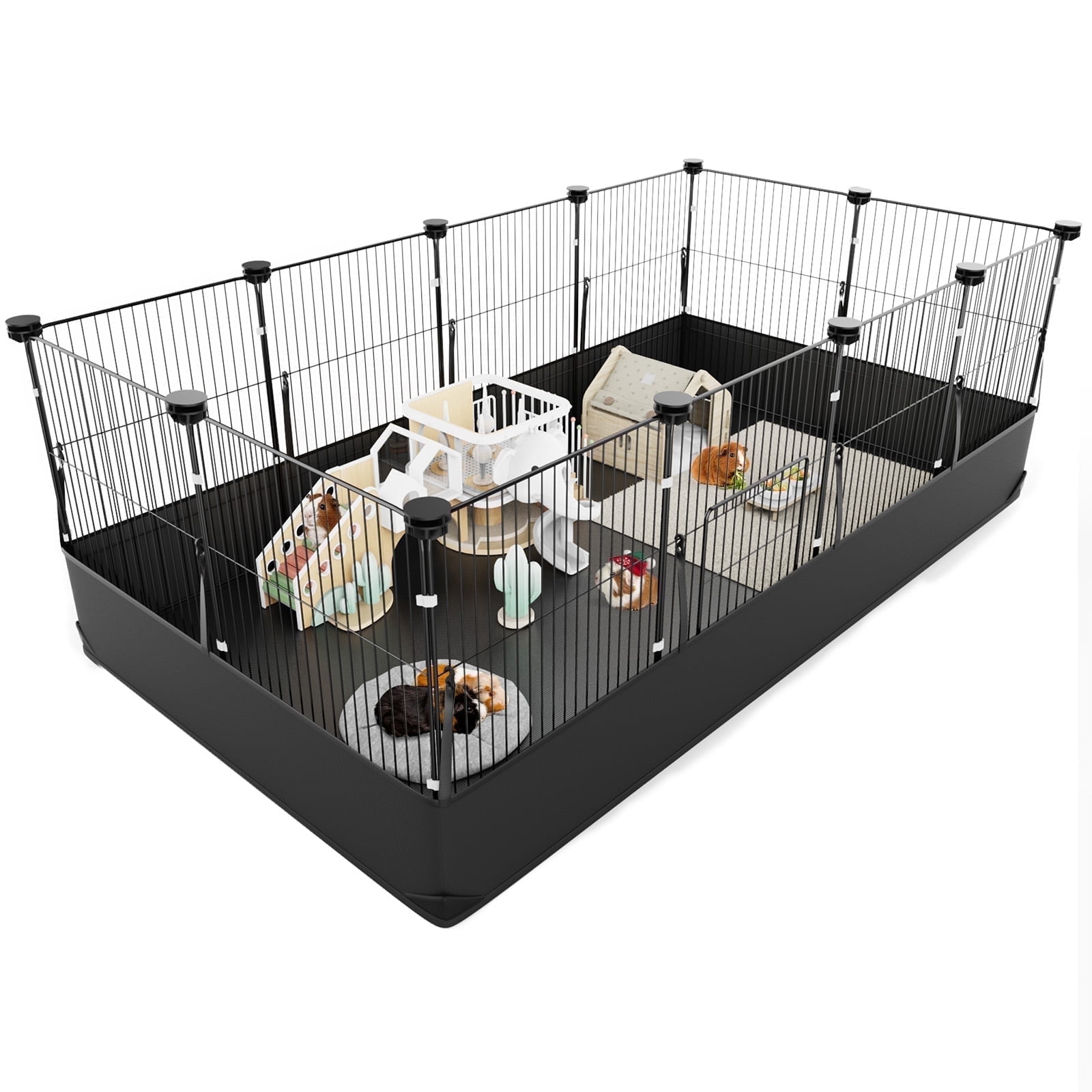 Aystkniet Large Guinea Pig Cage with Waterproof PVC Liner, One-Hand Release Hook, C&C Playpen, 48''L x 24''W x 16''H