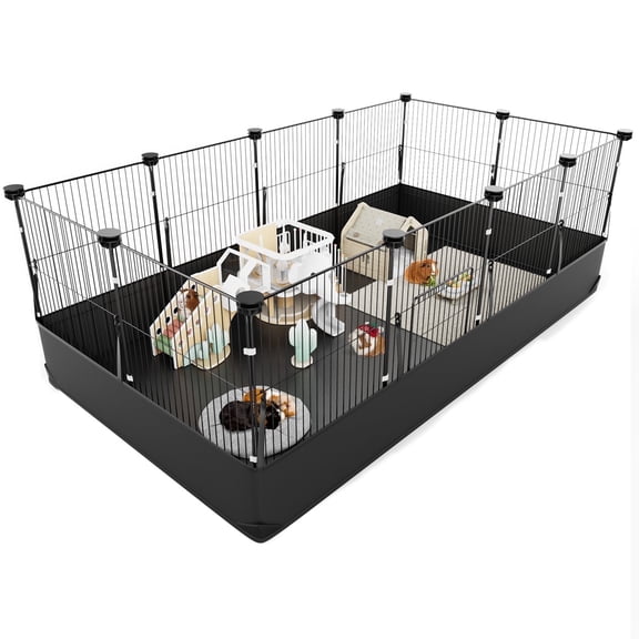 Aystkniet Large Guinea Pig Cage with Waterproof PVC Liner, One-Hand Release Hook, C&C Playpen, 48''L x 24''W x 16''H