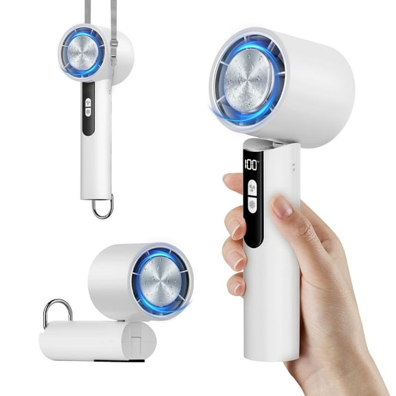 Aystkniet Portable Handheld Fan, 10000RPM Powerful Hand Fan Foldable with Air Turbo Tech Cooling,for Indoor Outdoor Activities, Travel, Working (White)
