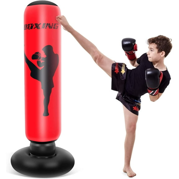 Aystkniet Punching Bag For Kids And Adults, Punching Bag with Stand Adult for Immediate Bounce-Back, 67 in Inflatable Boxing Bag Used to Practice Daily Boxing Activities Gift for Men, Women, Boy, Girl