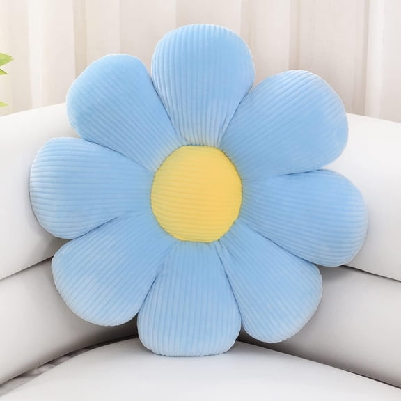 Aystkniet Soft Decorative Flower Throw Pillow, 16'' Pink Daisy Floor Cushion for Bed, Sofa, Couch (1 Pack, Blue)