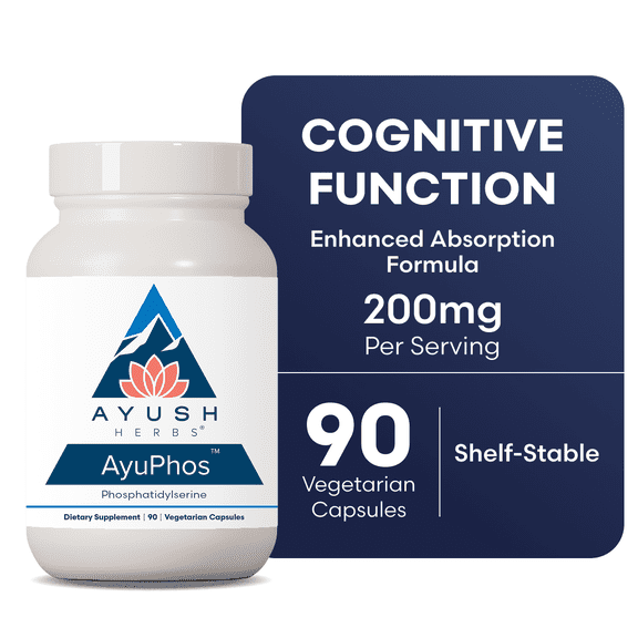 Ayush Herbs AyuPhos Phosphatidylserine Supplement for Adrenal and Cognitive Function, 200 mg, 90 Capsules