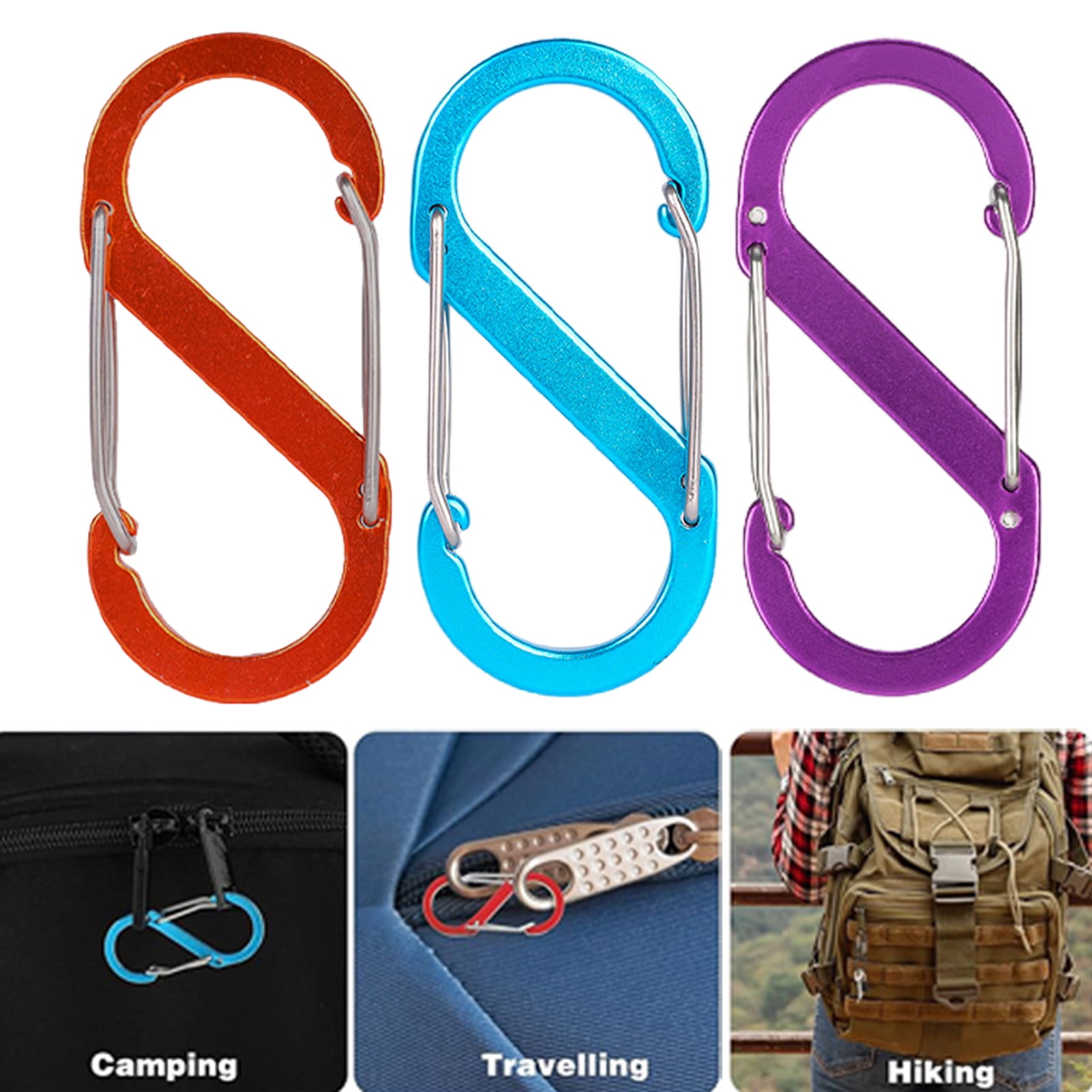 Ayuhyglis Hanging Buckle Colored Carabiner 2Pcs Zipper Lock Clips
