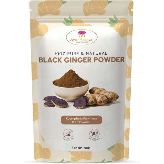Ayur Aranya Black Ginger Powder 50g, 100% Pure Kaempferia Parviflora Root, No Additives, Pack of 1