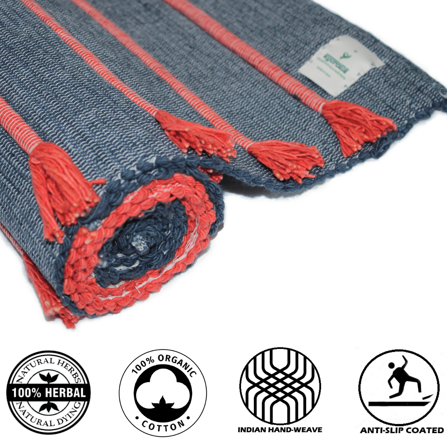 Ayurdala Natural Herbs infused Organic Cotton Yoga Mat |Hand-Woven |Anti Slip Back| 5mm