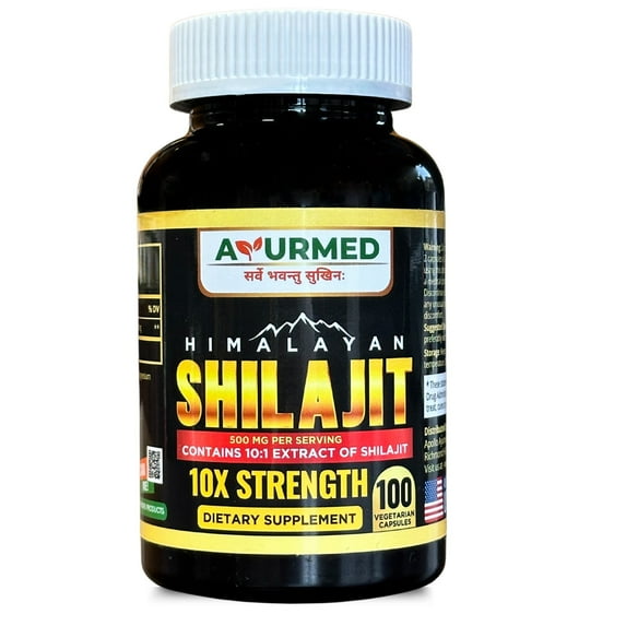 Ayurmed Himalayan Shilajit Capsules – Natural Ayurvedic Herbal Supplement - 100 Veg Capsules