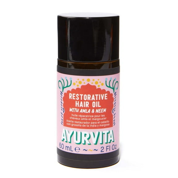 AyurVita Restorative Hair Oil with Amla and Neem, Hair Serum, 2 oz