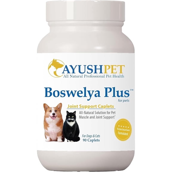 Ayush Herbs Boswelya Plus Ayurvedic Muscle and Joint Supplement for Dogs and Cats, 90 Caplets