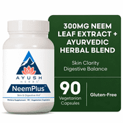 Ayush Herbs Neem Plus Supplement for Skin, Gut Health, and Digestion Support, 90 Count