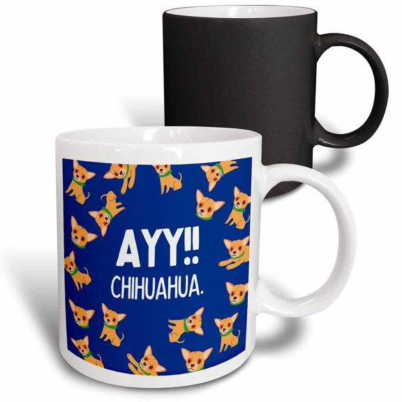 3drose, Ayy Printed Chihuahua Dog Hooman Design, 11oz Magic Transforming Mug
