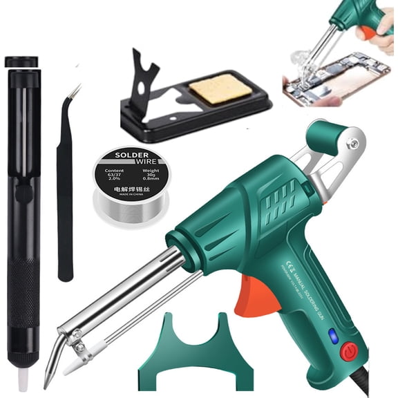 Ayyecoeeye Welding Gun, Internally Heated Industrial Laser Welding Tools, Multi-function Soldering Iron Soldering Gun Set, Automatic Corded Solder Iron Internal Heat (green)