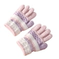thumbnail image 1 of Ayyufe 1 Pair 3-8 Years Boys Girls Gloves Striped Full Finger Autumn Winter Thicken Warm Knitted Gloves for Student, 1 of 7