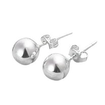 Ayyufe 1 Pair Women Silver Color Stainless Steel Round Ball Ear Studs Earrings for Party