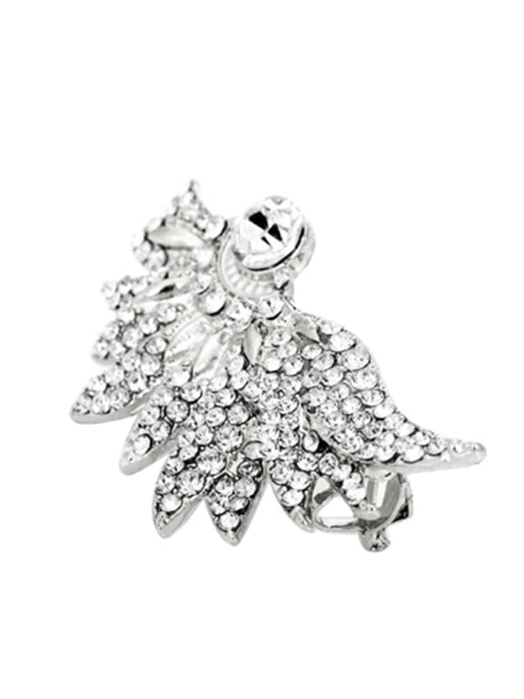 1 Pc Women Punk Wing Ear Cuff Rhinestone Inlaid Clip Stud Earring Club