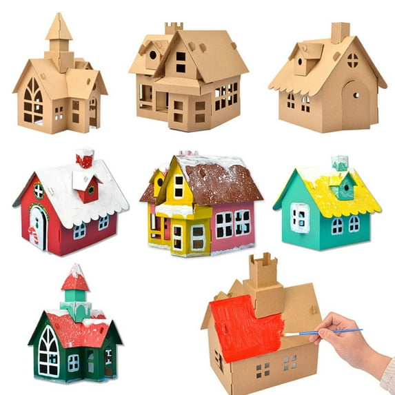 Ayyufe 1 Set Interactive Handmade DIY Assembly Kit Paper Creative House Shape DIY Assembly Accessories for Children