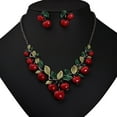 thumbnail image 1 of Ayyufe 1 Set Vintage Red Cherry Fruit Set Chic Bridal Necklace Earrings, 1 of 7
