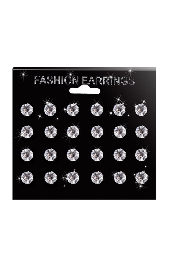 12/6 Pairs Classic Rose Shape Cubic Zirconia Stud Earrings Women Set