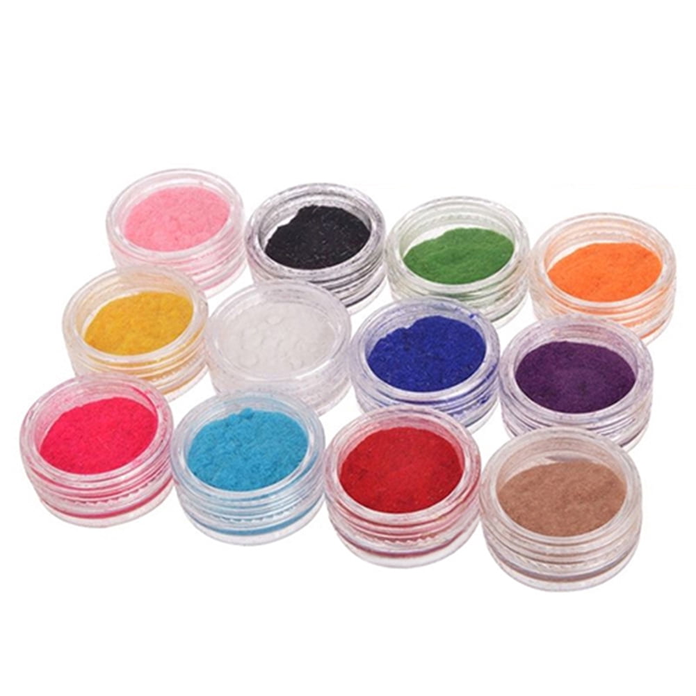 Ayyufe 12 Colors Women Velvet Flocking Powder Nail Art Polish Fingernail  Manicure Tools 