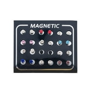 Ayyufe 12Pairs/Set Unisex Rhinestone Inlaid Magnetic Stud Earrings Non Piercing