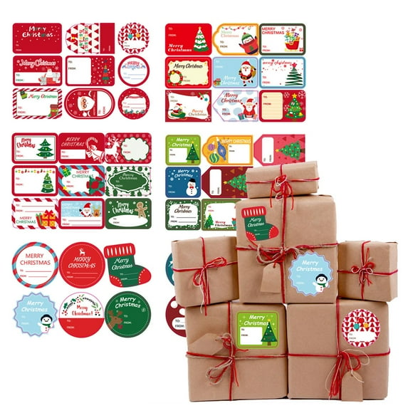 Ayyufe 2 Sheets Label Stickers Vibrant Color Self-Adhesive Paper Christmas Gift Tags Stickers for Home