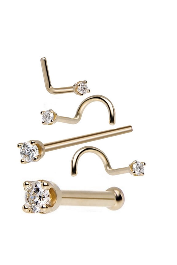 5Pcs Cubic Zirconia Body Piercing Jewelry Set Unisexs Twist Shape Nose Stud Button Body Piercing Jewelry for Bar Party