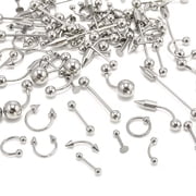 Ayyufe 60Pcs Body Piercing Rings Mixed Skin-friendly 316L Stainless Steel Nose Ear Lip Fashion Body Piercing Studs Nose Rings Pack for Daily Life