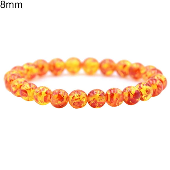 Ayyufe 8mm/10mm Artificial Amber Stone Round Beaded Bracelet Men Women Stretch Bangle