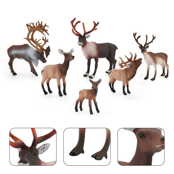 Ayyufe Animal Figurine Durable Cognitive Competence Educational Toy Desk Decoration Christmas Elk Reindeer Sculpture for Kids
