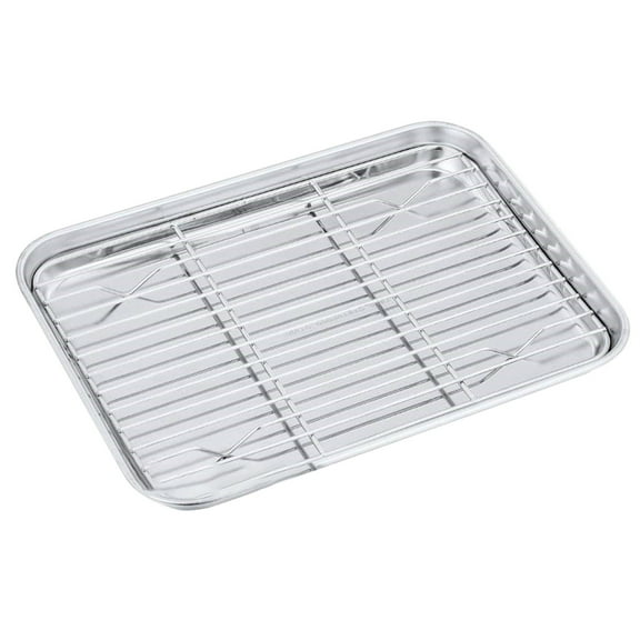 Ayyufe Baking Sheet with Rack Set [1 Pans + 1 Racks]; Stainless Steel Cookie Sheet Baking Pan Tray with Cooling Rack; Non Toxic & Heavy Duty & Easy Clean & Nonstick Stainless Steel