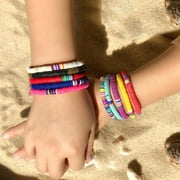 Ayyufe Boho Bracelets Pack Of 5/Pack Of 7 Women Boho Rainbow Polymer Clay String Beads Bracelet Wristband Bangle