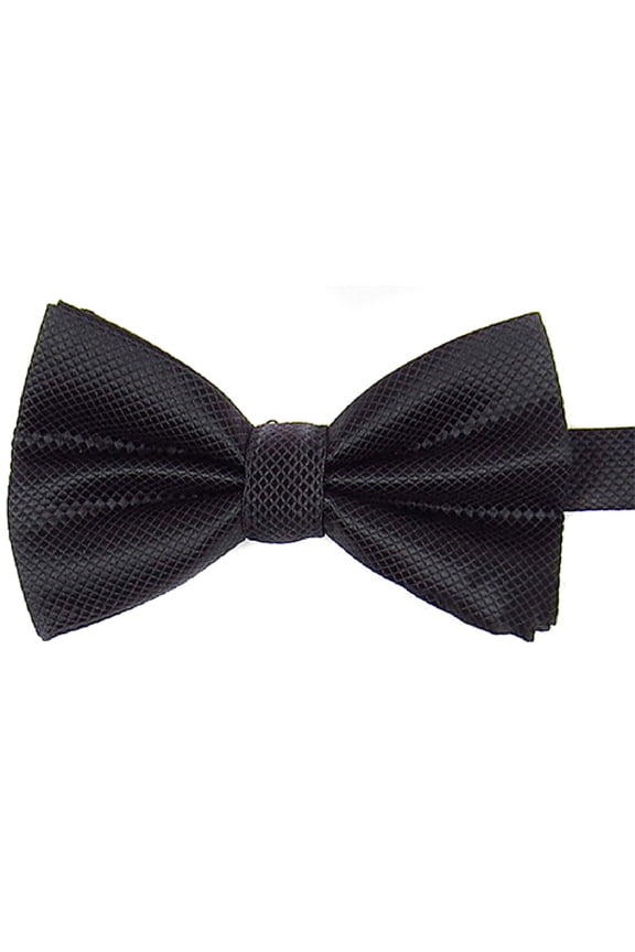Bow Tie Grid Pattern Skin-friendly Polyester Wedding Formal Meeting Necktie for Men